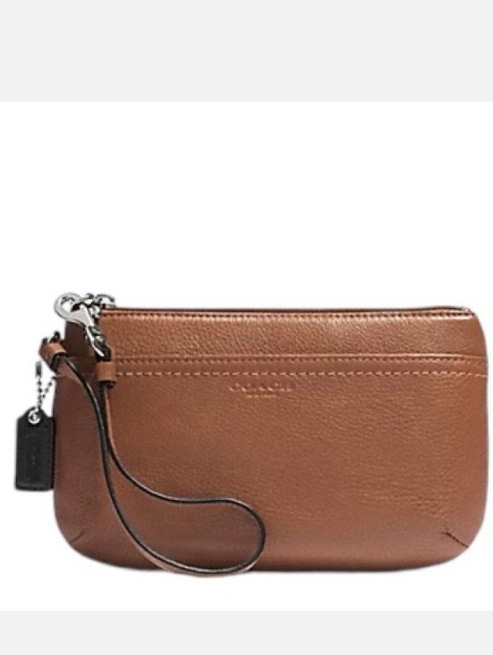 Coach Park Saddle Brown Leather Medium Wristlet Clutch